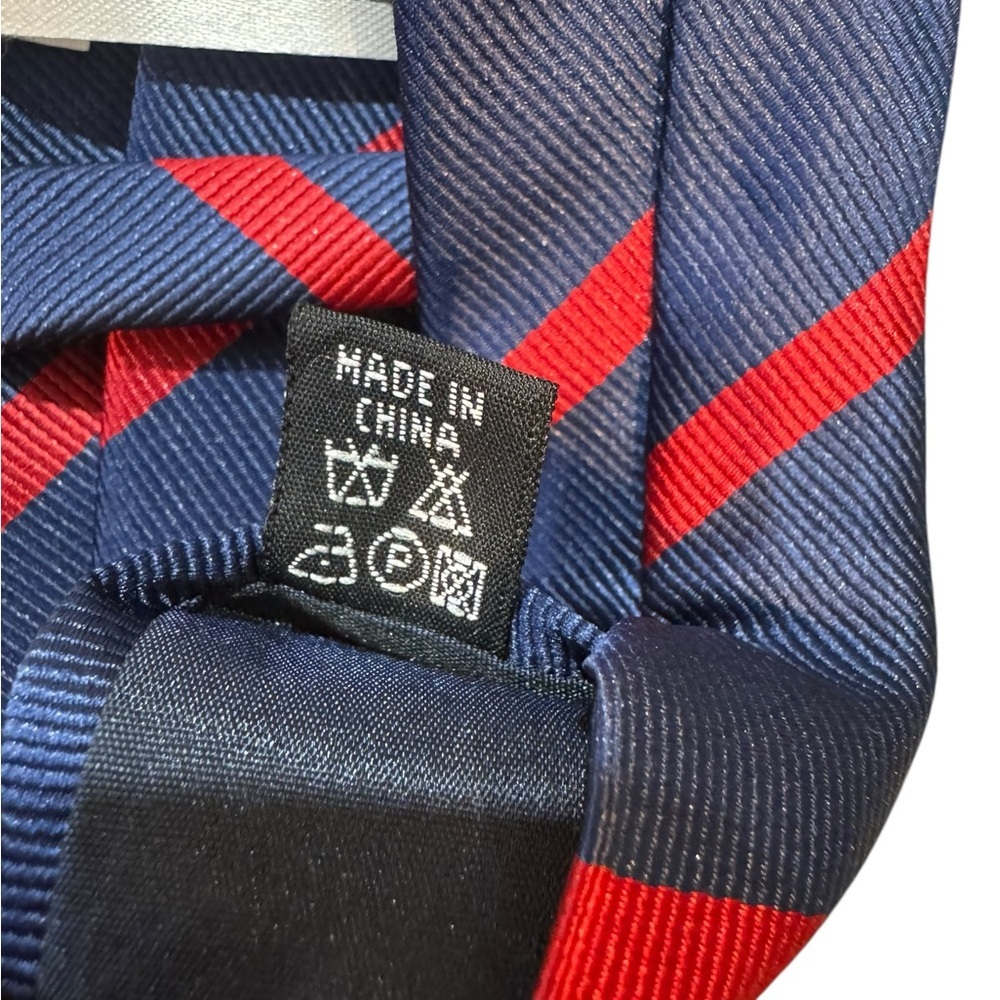 LUTHER PIKE SEATTLE Handmade Blue & Red Striped Tie - Picture 8 of 11